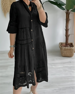 Vestido de encaje con mangas y botones delanteros®